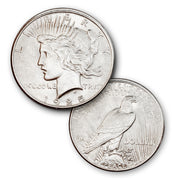 1925 Peace Dollar uncirculated representative image; random year 1922–1925