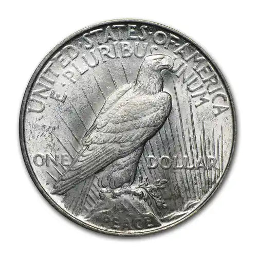 Peace Silver Dollar BU reverse; representative image, supplied year 1922–1925 varies by stock